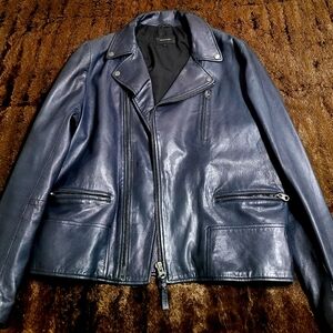 Mackage Navy Blue Leather Jacket